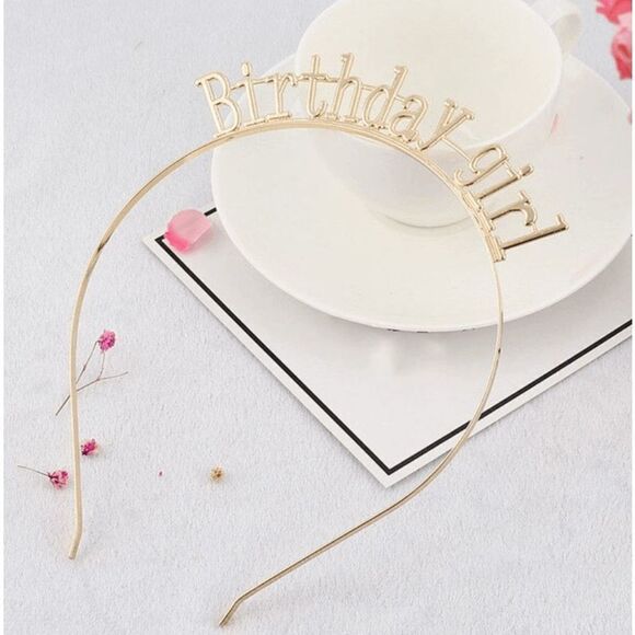 Gold "Birthday Girl" Headband Tiara - Picture 1 of 8
